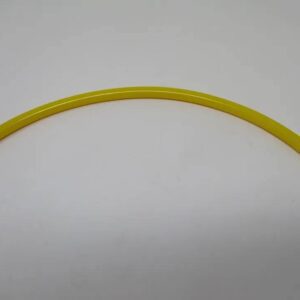 Yellow curved plastic hose segment