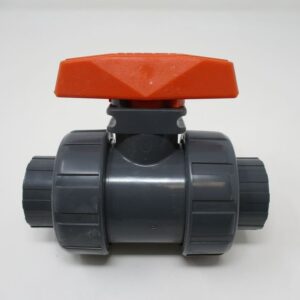 Dark grey PVC ball valve with orange handle