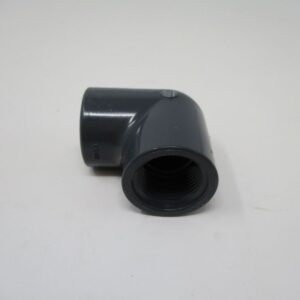 Gray 90-degree PVC elbow with threads