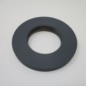 Gray circular flange with internal threads