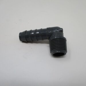 Right-angle black plastic elbow hose connector
