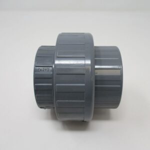 Gray PVC threaded union coupling