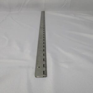 Close-up end view of piano hinge