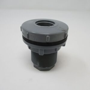 Gray threaded bulkhead fitting with rubber gasket
