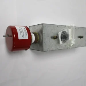 Galvanized enclosure with attached red bell component