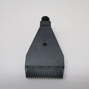 Black plastic scraper head with fine teeth