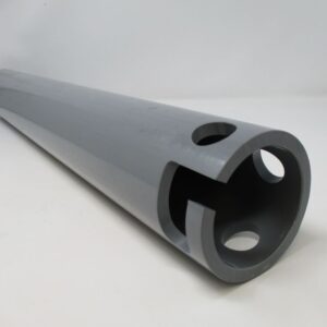 Cutaway gray tube showing internal holes