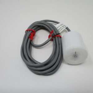 White float sensor with coiled gray cable