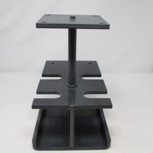 Black multi-tiered stand with slots