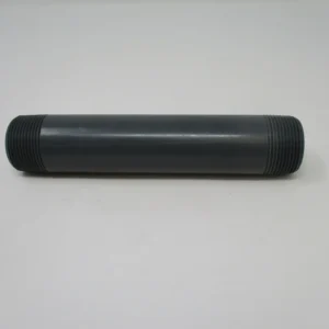 Gray PVC pipe nipple with threads