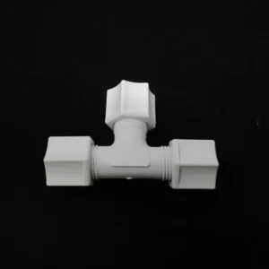 White plastic three way tee connector