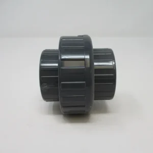 Gray PVC union coupling with ridges