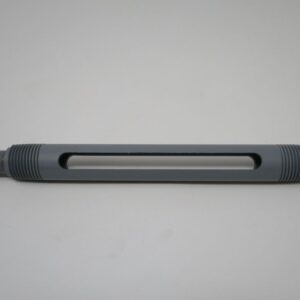 long gray slotted shaft with threaded ends