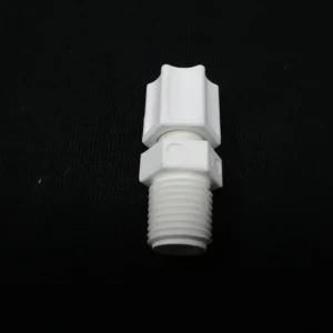 White plastic male threaded swivel connector