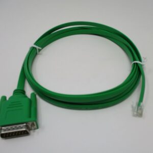 Green DB25 to modular RJ cable coiled