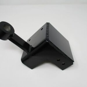 Welded black bracket with rubber bushing