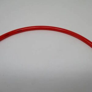 Red curved plastic tubing section