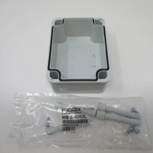 small gray electrical enclosure with hardware