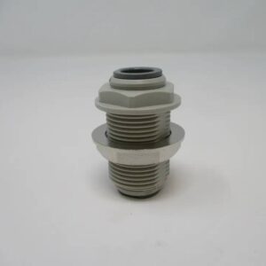 Threaded bulkhead pneumatic connector with nut