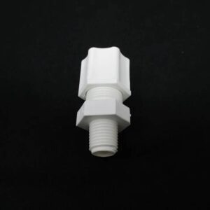 white plastic hex bulkhead fitting