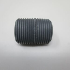 Gray ribbed rubber cylindrical bushing