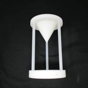 White plastic funnel support with rods