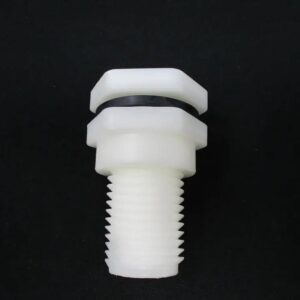 White nylon threaded bulkhead fitting with O-ring