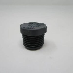 Black plastic threaded plug with hex head
