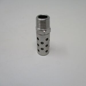 Threaded perforated metal silencer fitting