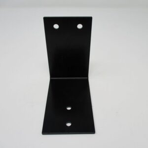 Black L-shaped mounting bracket with holes