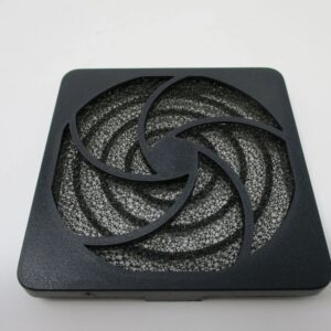 Square black fan grille with spiral foam filter