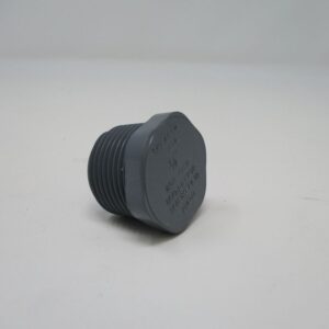 Gray threaded PVC pipe end cap plug