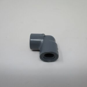 Small gray threaded elbow plumbing fitting