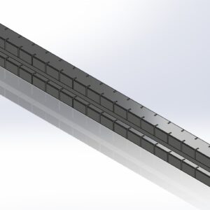 C262880-S slotted polypropylene panel support bar with 6 degree from vertical specimen slots and central drainage channel for aerospace corrosion testing