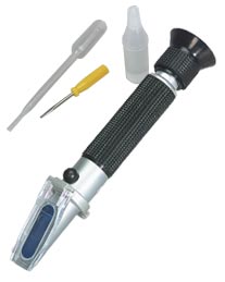 Handheld refractometer with pipette and tools
