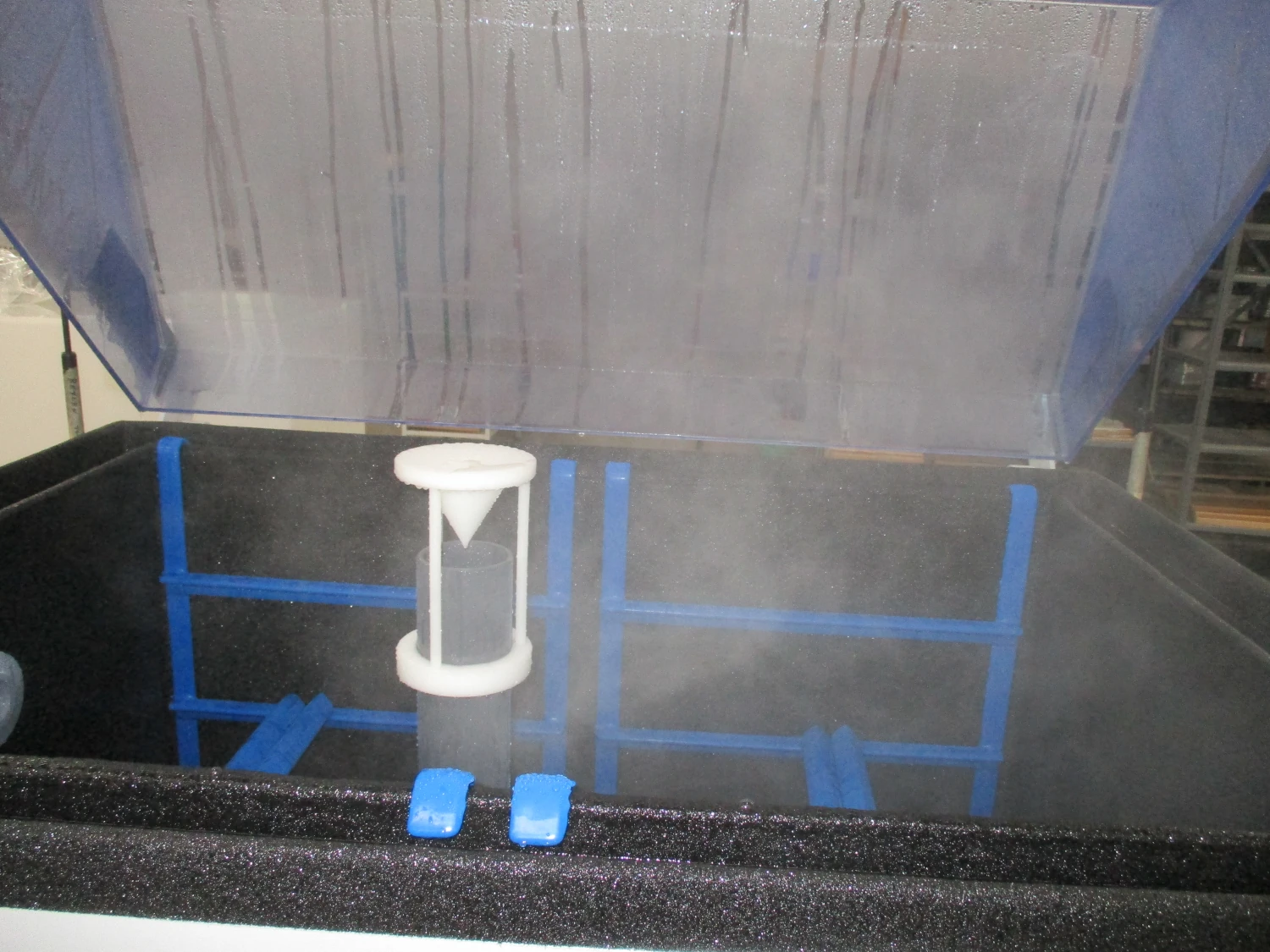 Standard baffled cone fog tower in an Auto Technology salt fog chamber